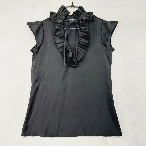 Club Monaco Tops - Club Monaco Black Ruffle Neck Sleeveless Blouse 6877